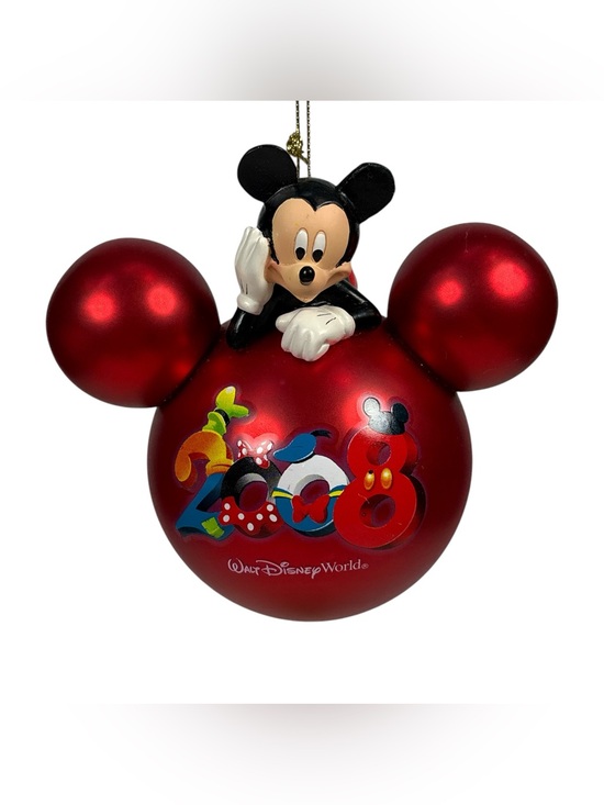 Disney Other - 2008 Walt Disney World Red Mickey Mouse Icon Mercury Glass Christmas Ornament